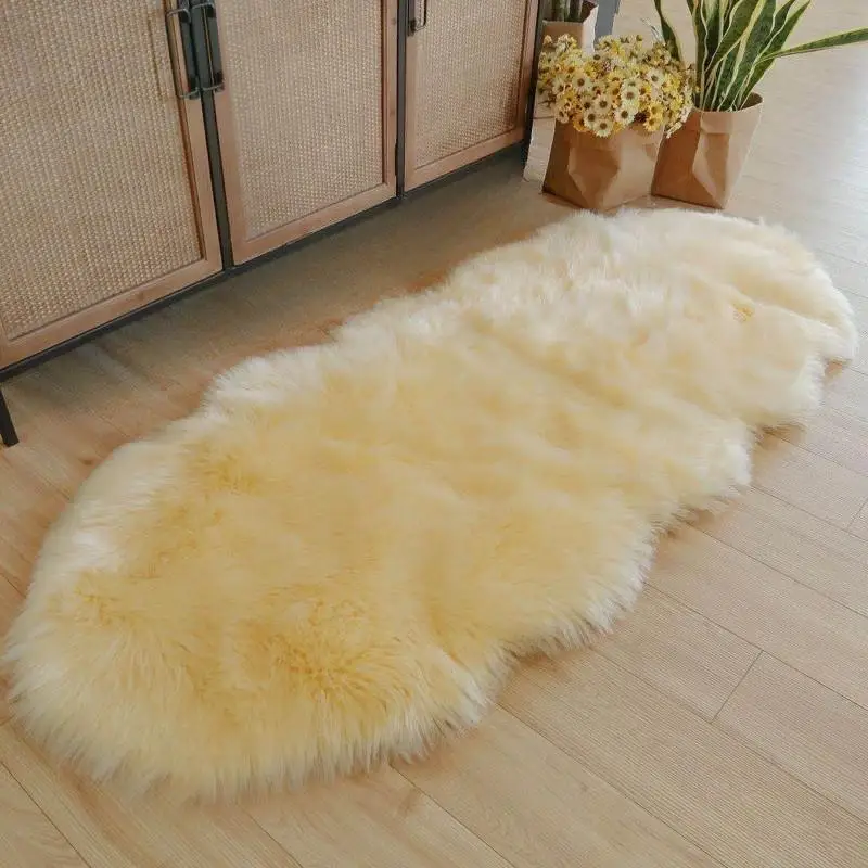 1Pcs 60x100cm Imitation Wool Fluffy Carpet with Wavy Edges Plush Floor Mat Sofa Bedside Blanket Home Decor 6