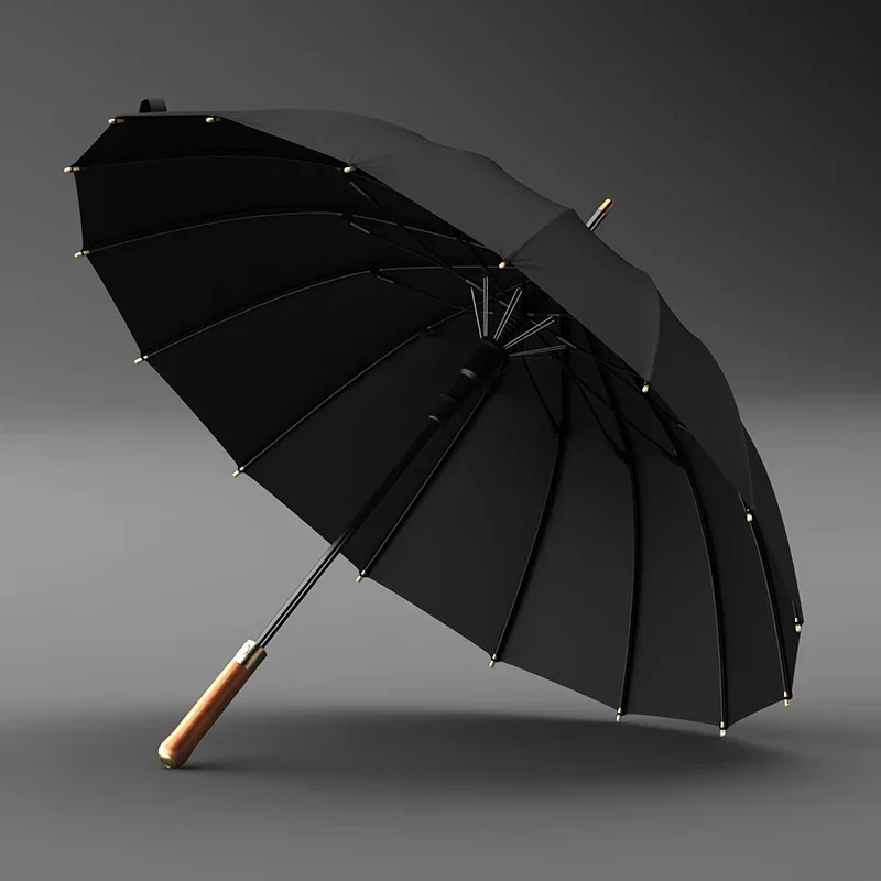 Wind Resistant Umbrella Windproof Umbrella 112cm Large Long 16 Ribs Umbrella Mental Wooden Handle For Men