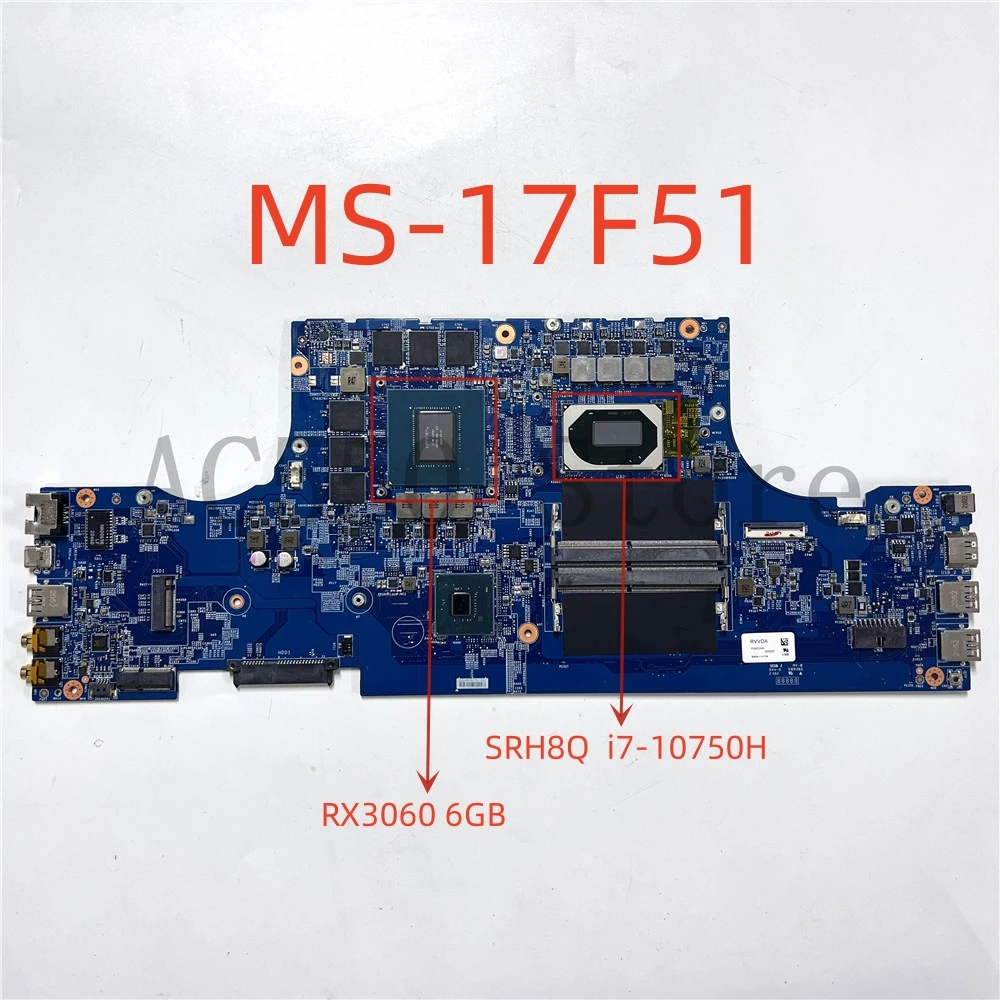 

Laptop Motherboard MS-17F51 FOR MSI MS-17F51 WITH SRH8Q i7-10750H RX3060 6GB Fully Tested and Works Perfectly