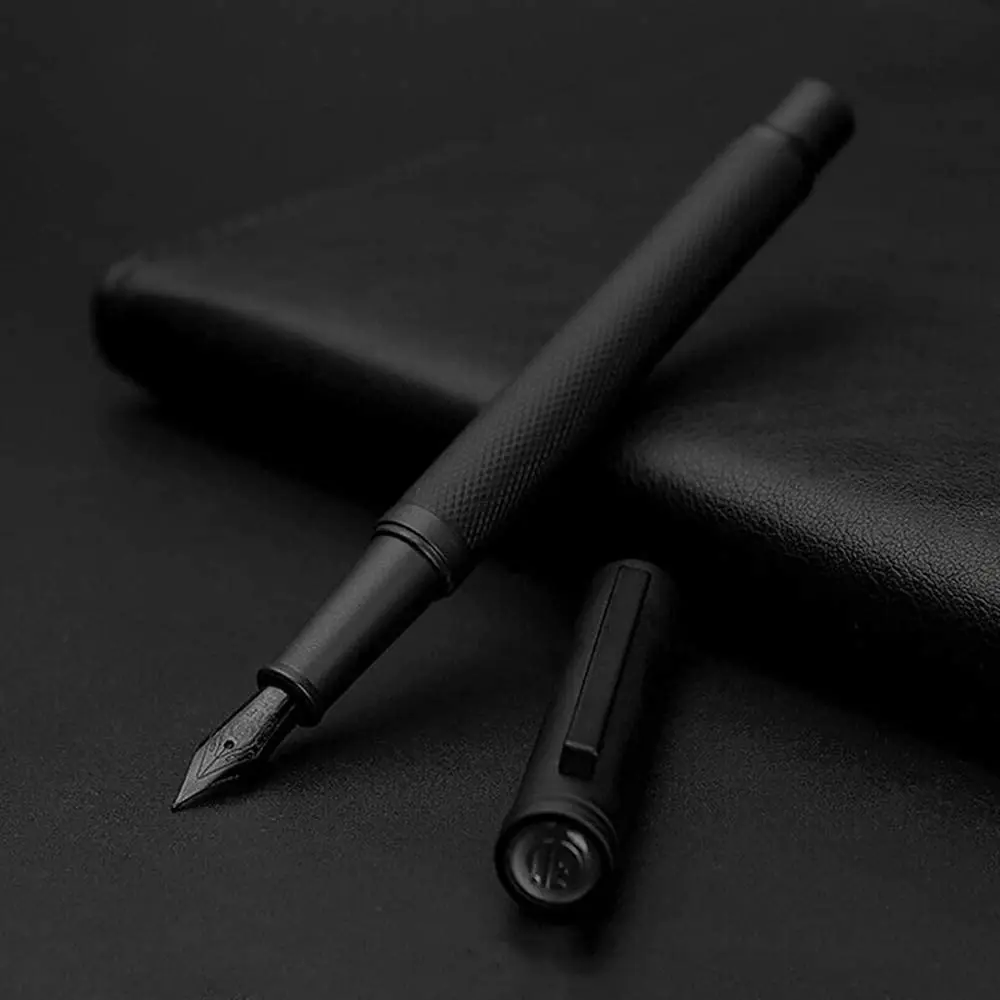 

Черно-белая однотонная перьевая ручка с 0,5 перьями, каллиграфия в стиле ретро, простая металлическая ручка, Высококачественная подарочная коробка, канцелярские принадлежности, школьные принадлежности