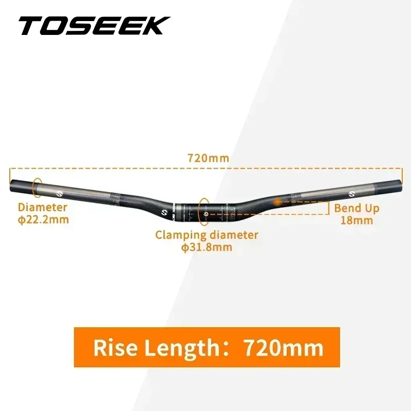 TOSEEK ZF-ONE Mtb manubrio in carbonio manubrio per bicicletta 31.8*580-720/740/760mm manubrio nero opaco per accessori per Mountain Bike  18
