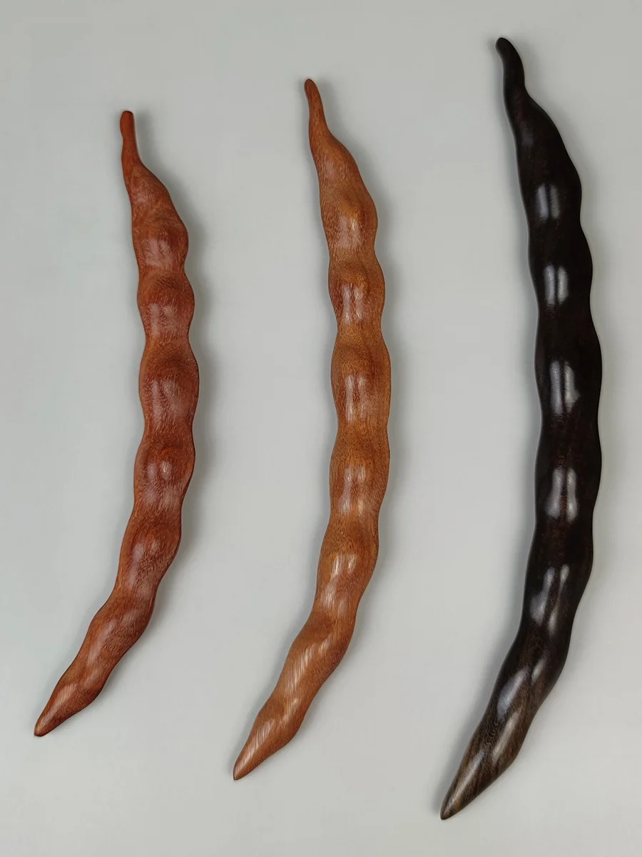 붉은 백단향 나무로 만든 사계절 콩 모양 머리핀 중국 스타일 오리지널 디자인 나무 머리핀 콩 꼬투리 헤어 액세서리