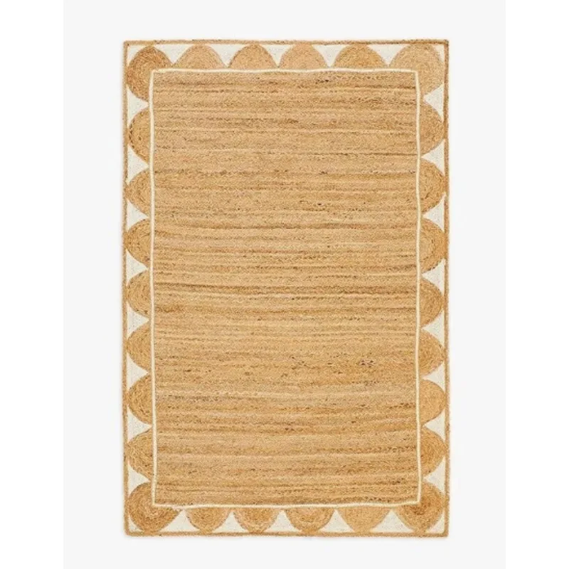 

Натуральный джутовый Плетеный Ковер, стильный зубчатый прямоугольный ковер, современные джутовые коврики