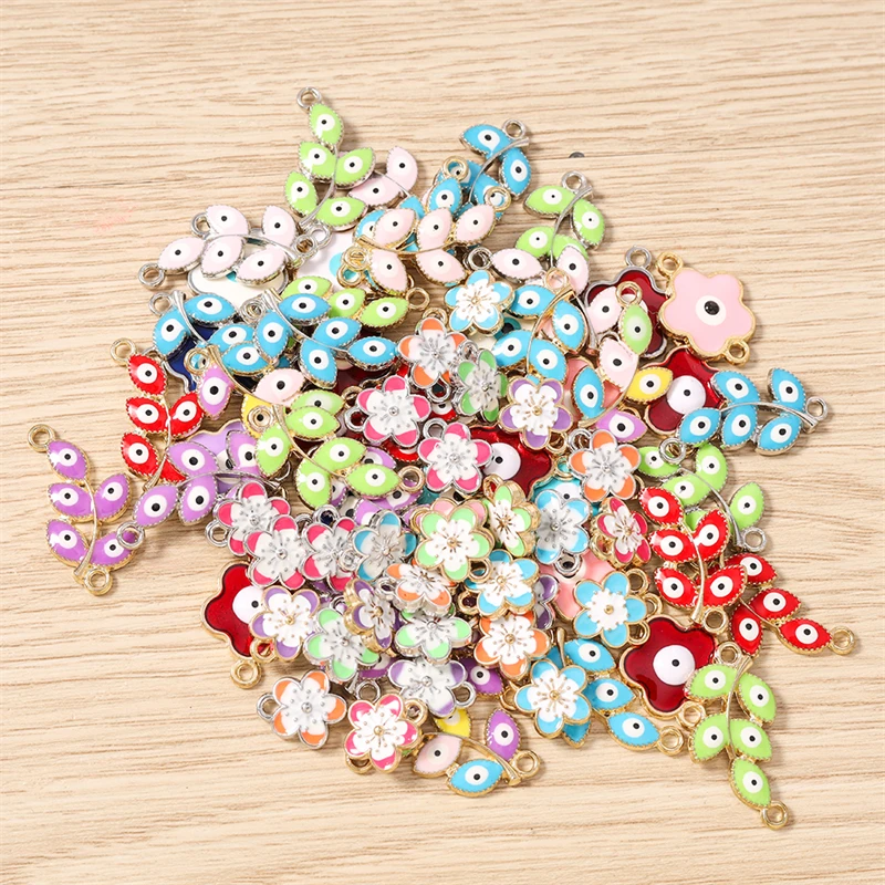 10 Stück Gemischte Pflanzen-Anhänger Emaille Blumen Baum Blatt Charms Verbinder für Schmuckherstellung Ohrringe Halsketten Armbänder DIY Handwerk Geschenk – Detail 11