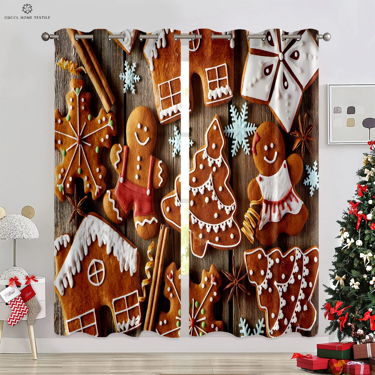 Tenda Da Doccia Natalizia Con Camion Rosso E Albero - 180x180 Cm, Tessuto Impermeabile Con 12 Ganci Per Bagno A Tema Invernale. - 2