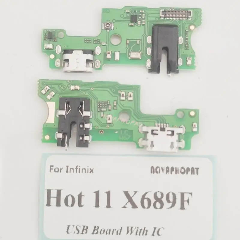 Placa de carga de micrófono con IC para Infinix Hot 11 X689F ( Helio G37), puerto de carga USB, conector de Audio para auriculares