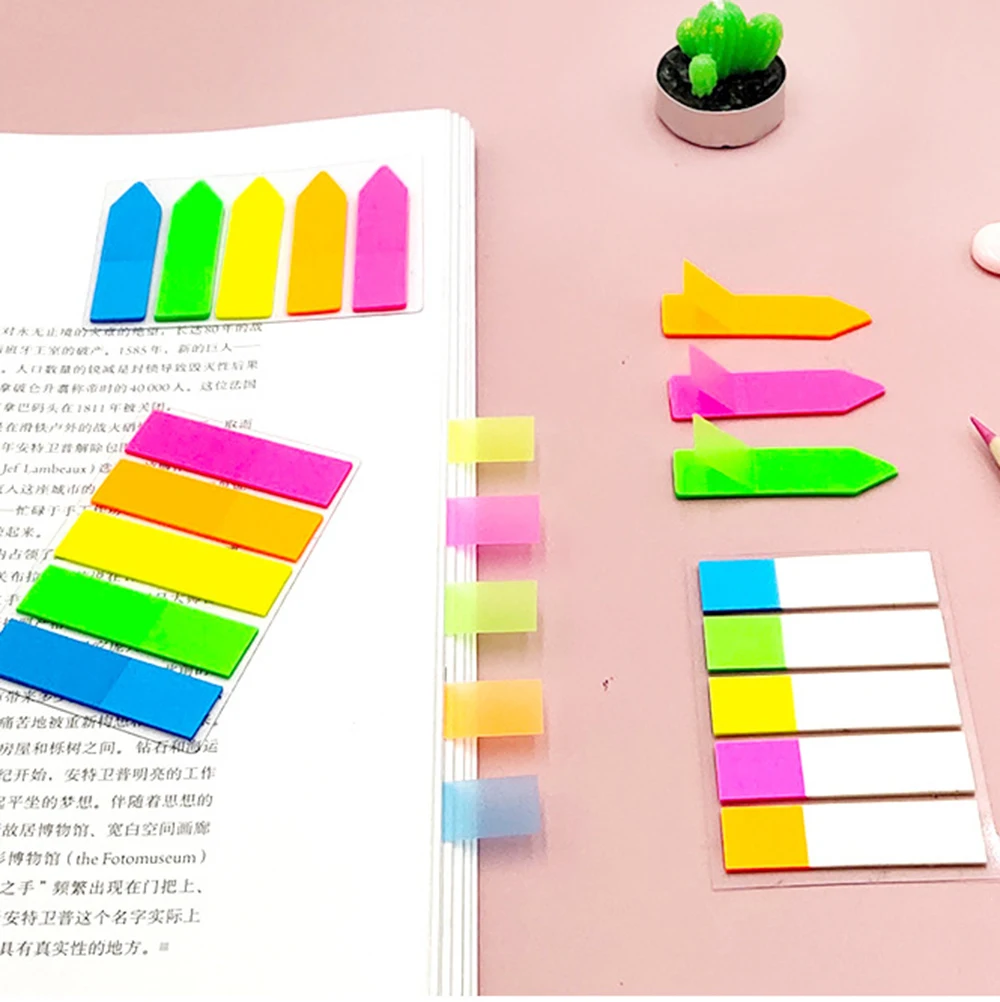 

100 Sheets Creative Fluorescent Index Stickers Student Tearable Classification Label Instruction Stickers Stationery