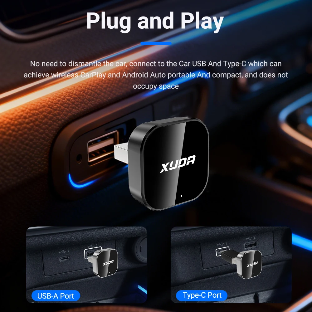 Nuovo adattatore wireless Carplay/Android Auto Dongle intelligente WiFi 5GHz 2in1 per Volvo Benz Audi Kia Hyundai VW Mazda Cadillac Peugeot - Image 3
