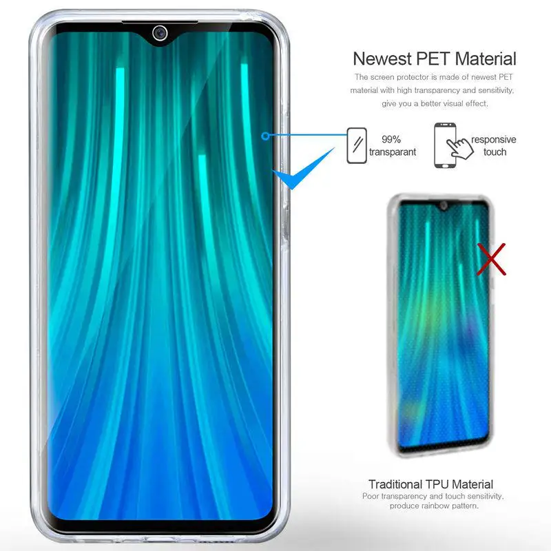360° Full Cover Clear Hybrid Silicone Case - Durable Protection with PC Hard Coque