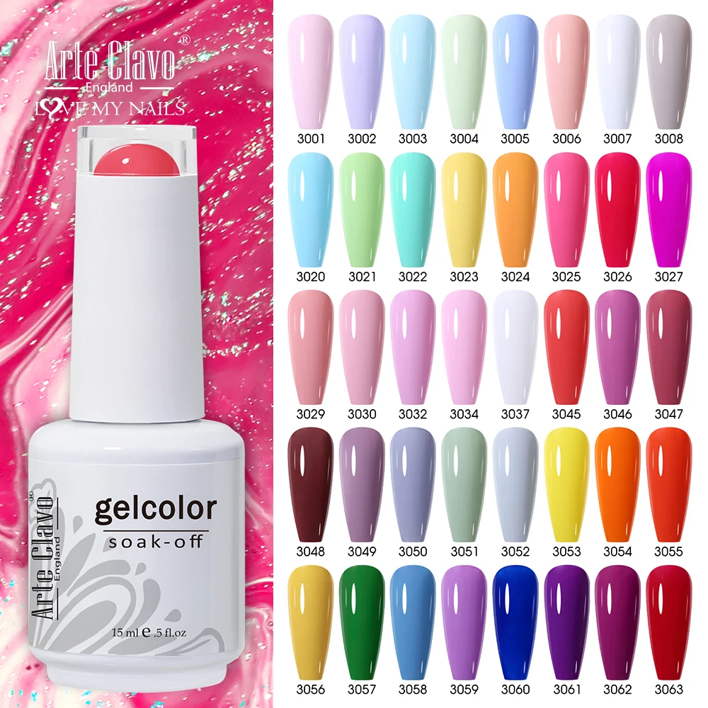 

Arte Clavo 15ml Pink Colors Nail Gel Polish Esmaltes UV Gel Varnish Semi Permanent Soak Off Red Nails Art Design Manicure Vernis
