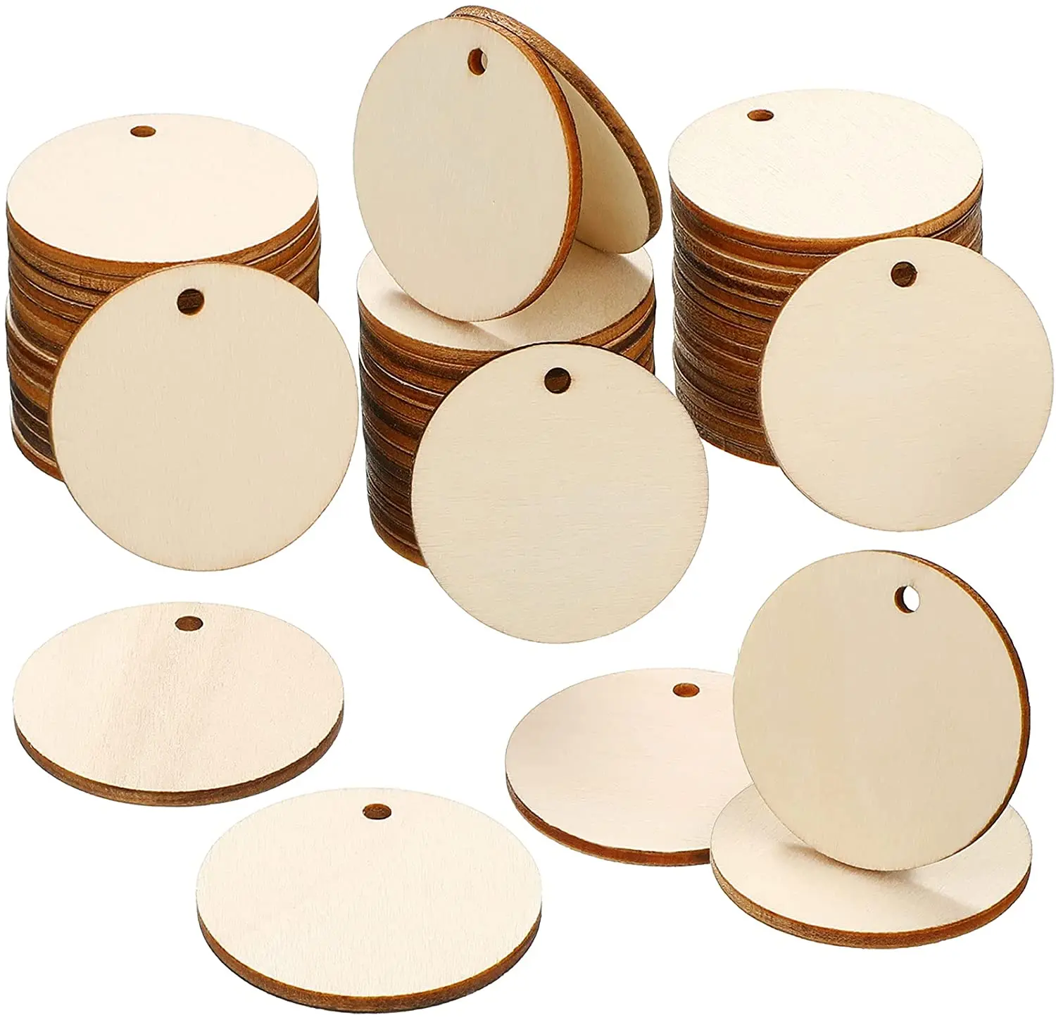 50 Dischi Di Legno Rotondi 5cm X 5mm - Per Fai Da Te, Decorazioni, Matrimoni E Natale