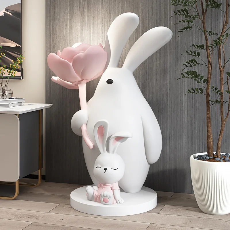 

Resin FRP Rabbit Large Living Room Decoration Lamp Home Accessories Beside The Sofa Of TV Cabinet Creative Gifts Sculpture