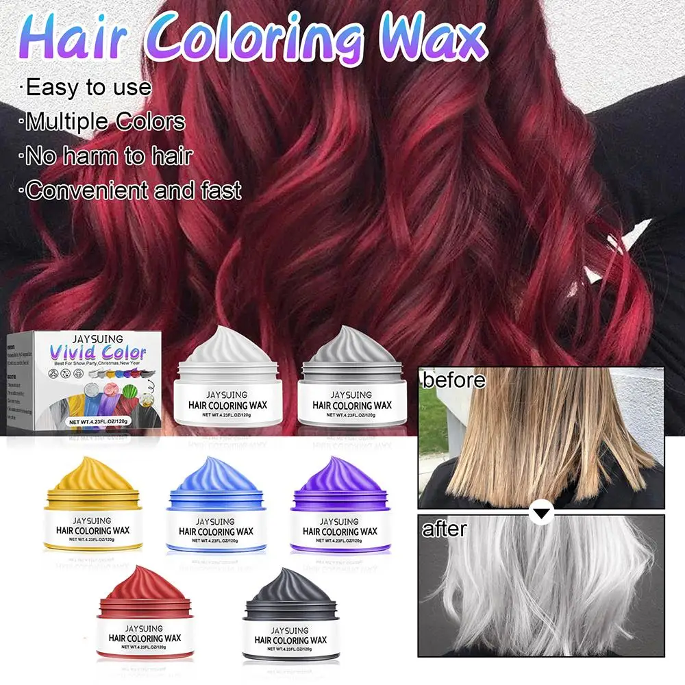 

Newest Color Hair Wax Styling Pomade Silver Grandma Grey Disposable Natural Hair Strong Gel Cream Hair Dye For Women Men Y1K6