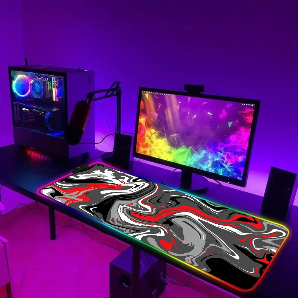 Коврик для мыши XXL Strata Liquid 800x30 0, игровой коврик RGB для компьютера, ноутбука, клавиатуры, мыши, большой коврик для мыши, клавиатуры, геймеров, Настольный коврик с подсветкой