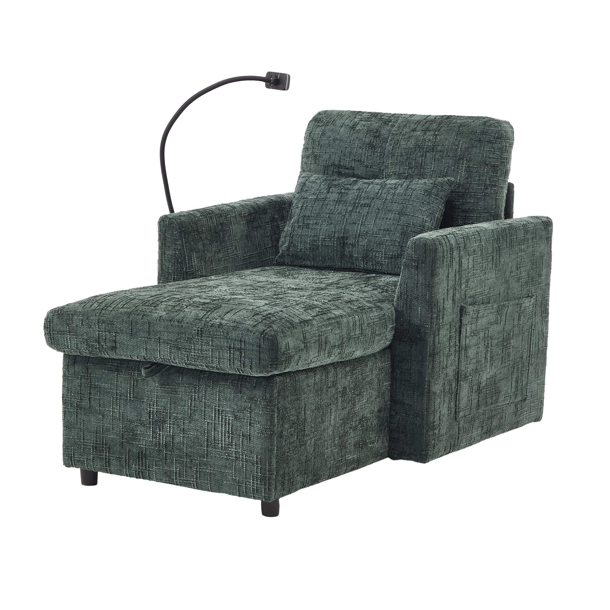 PINGGO Multifunktionales Schlafsofa im Wohnzimmer, Freizeitstuhl mit Handyhalterung, Schlafzimmer-Einzelstuhl mit Chenier – Detail 24