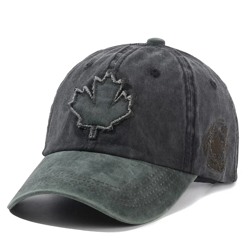 Unisex gewaschene Baumwolle Vintage Kappe Kanada große Ahornblatt Stickerei Baseball mütze Männer und Frauen Outdoor-Sport hüte – Detail 14