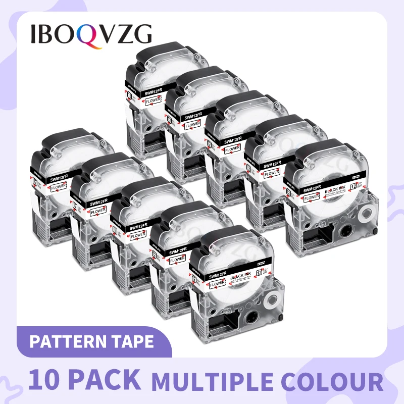 

10X IBOQVZG SS12KW LK-4WBN SS9KW label tapes Compatible for EPSON LW-300 LW-400 LW-600P label Printer Black on White label maker