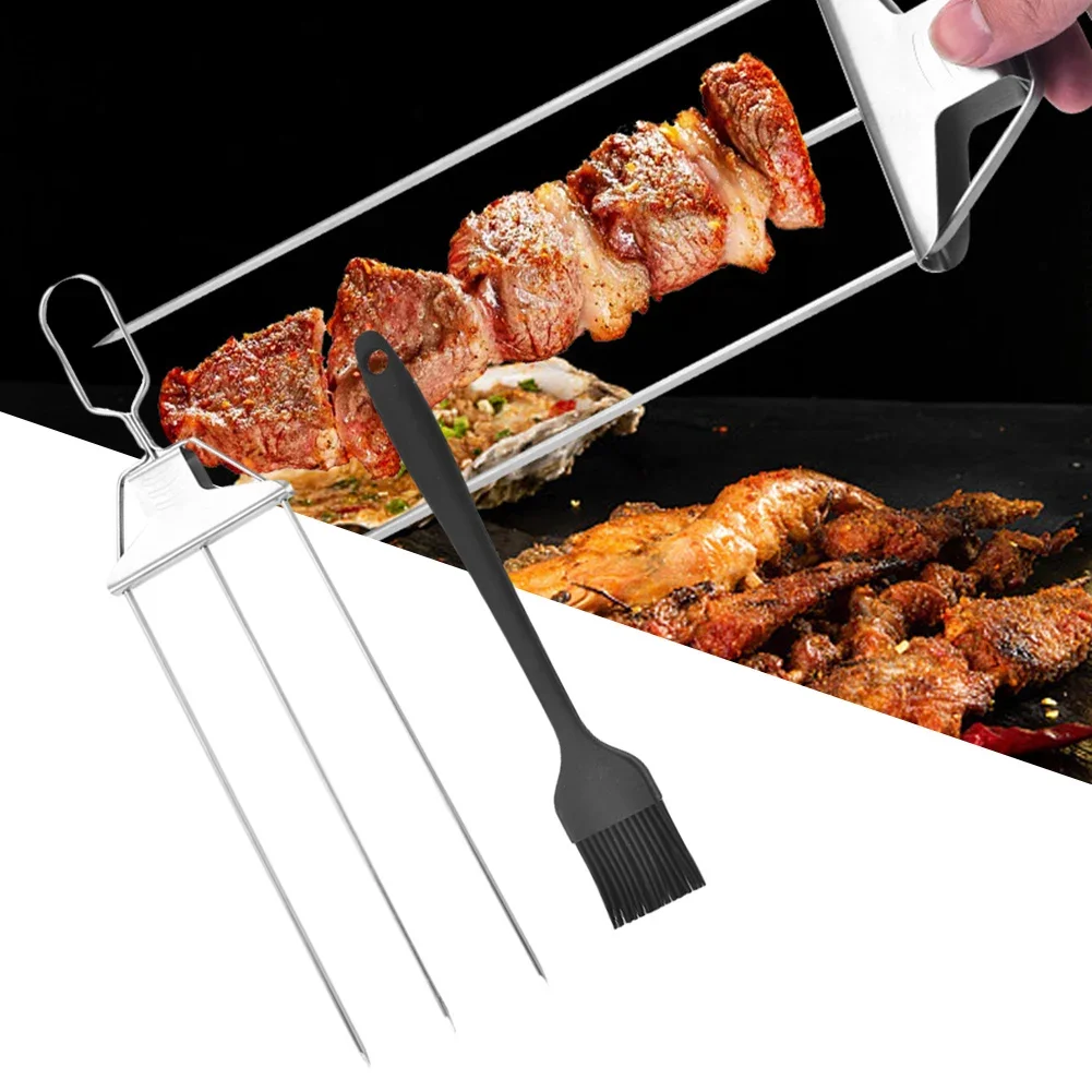 

Stainless Steel BBQ Fork BBQ Skewers Three-Prong Reusable BBQ Skewers Charcoal BBQ Outdoor BBQ And Picnic Supplies