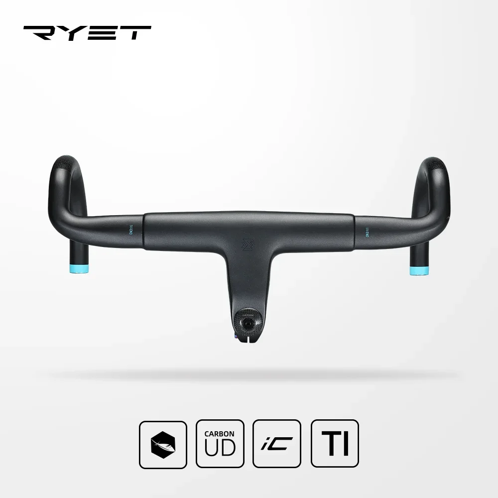 RYET カーボンハンドル ブラック/ブルー400mm×100mm RYET VERO Carbon Road Integrated Cockpit Handlebar 28.6mm