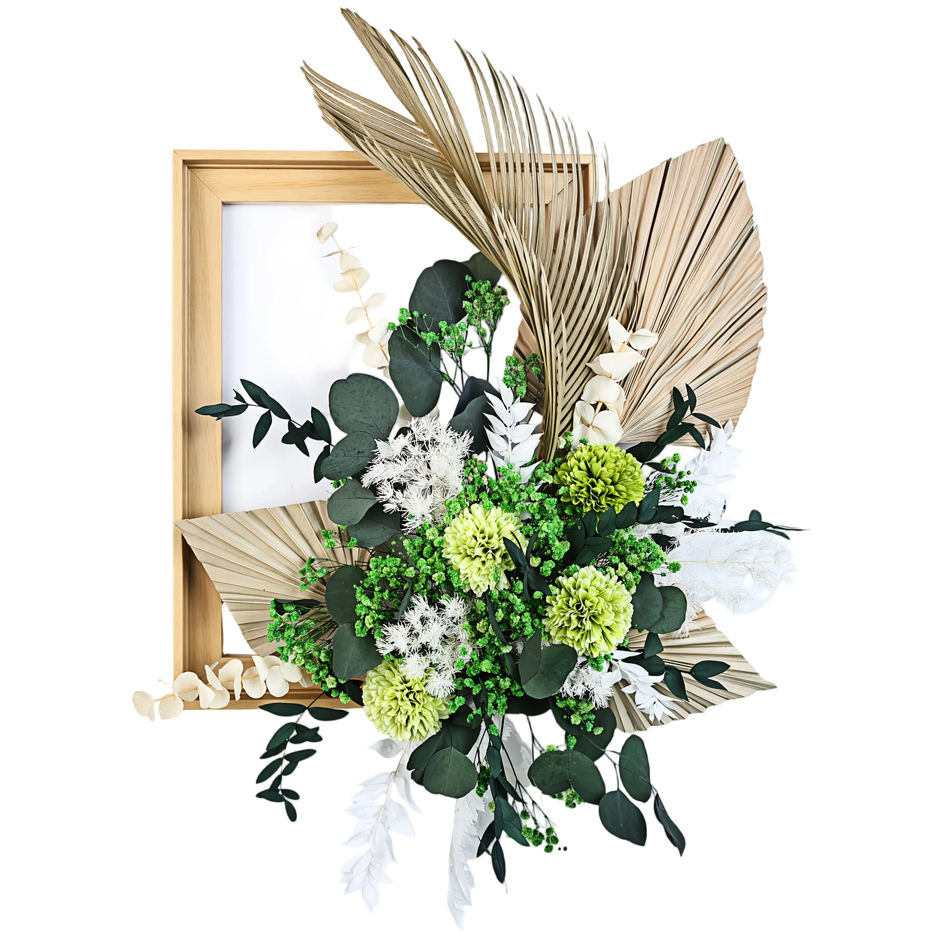 Künstliche Hortensien und Eukalyptus-Mischung mit Getrocknetem Pampasgras und Fotorahmen zum Selbstmontieren für Heimwanddekoration und Hochzeitsdekoration – Detail 7