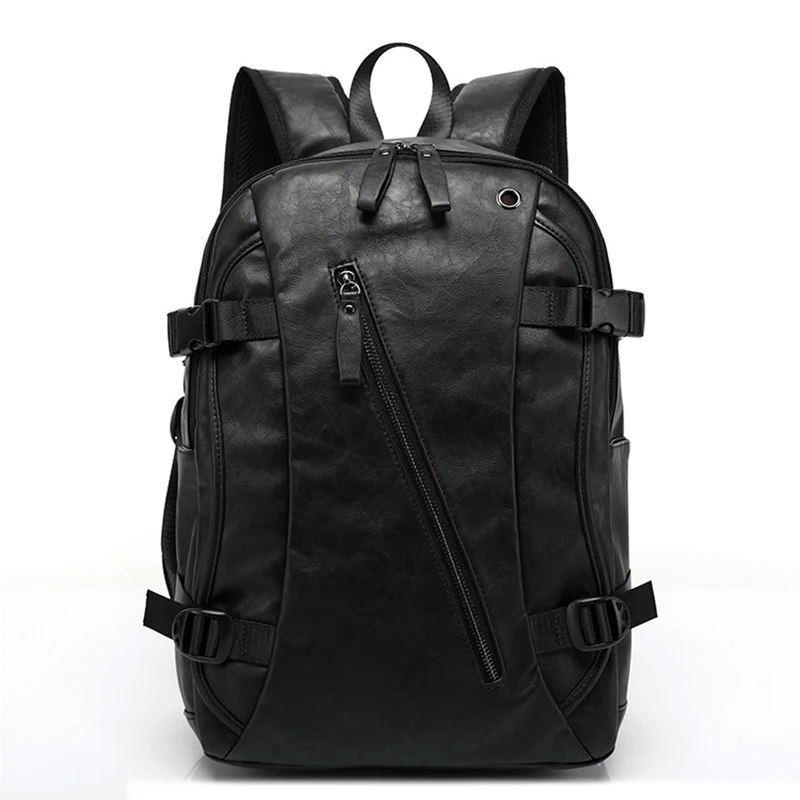 

Fashion Pu Leather Backpack Men's Large Antitheft Travel Backpack Laptop Bag Bagpack Boy Big School Male Business Shoulder Bag