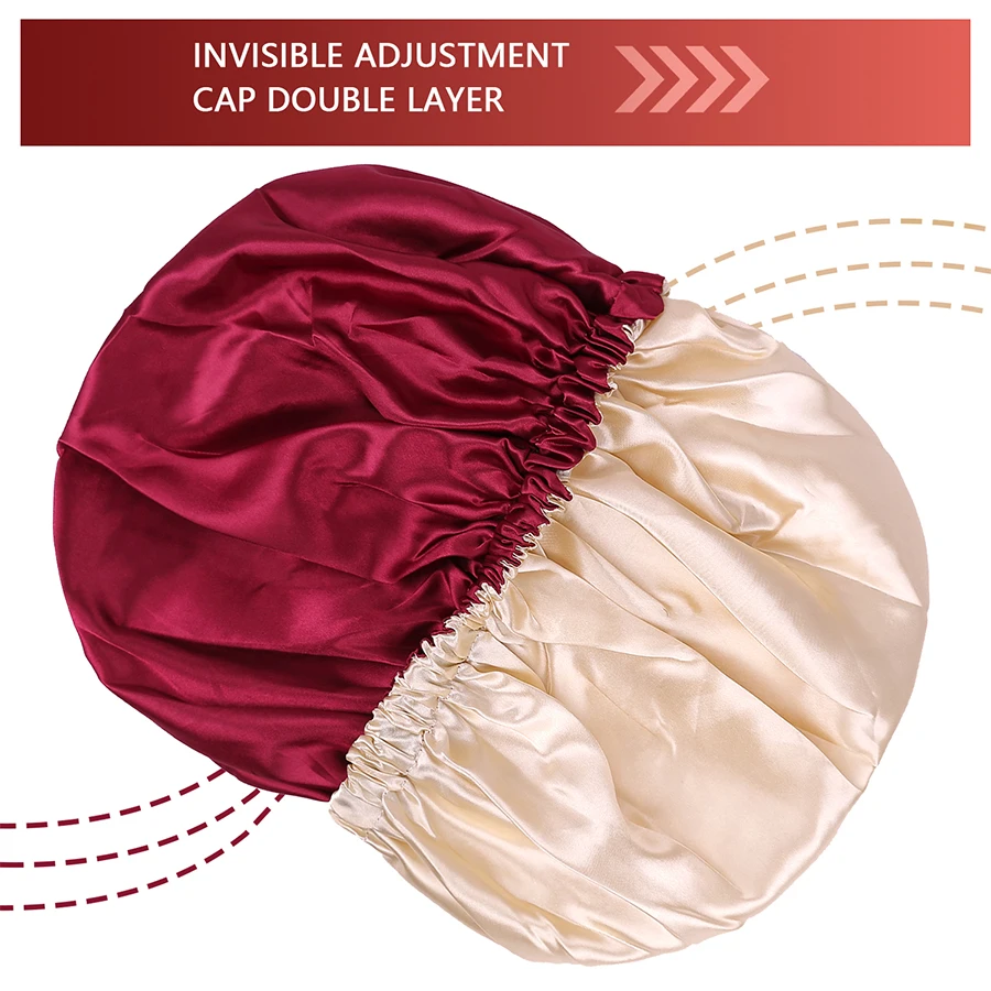 Hair Satin Bonnet For Sleeping Shower Caps Silk Caps With Wide Elastic Band Night Sleep Cap Bonnets For Black Women Braids Hair Night Hair Cap