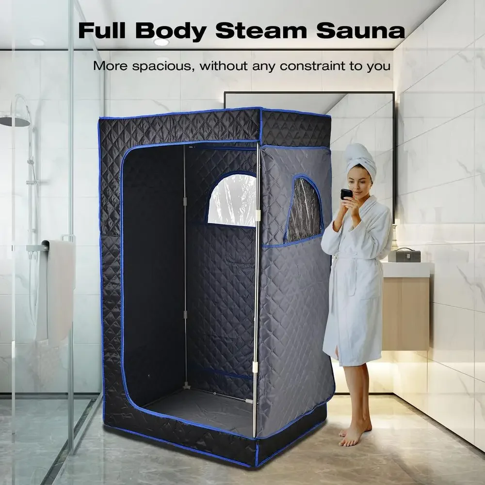 Portable Full Size Lightweight Steam Sauna Home Spa FCC Certified 2.6L Steam Generator 90 Min Timer Rust-Proof Auto Power Off 3