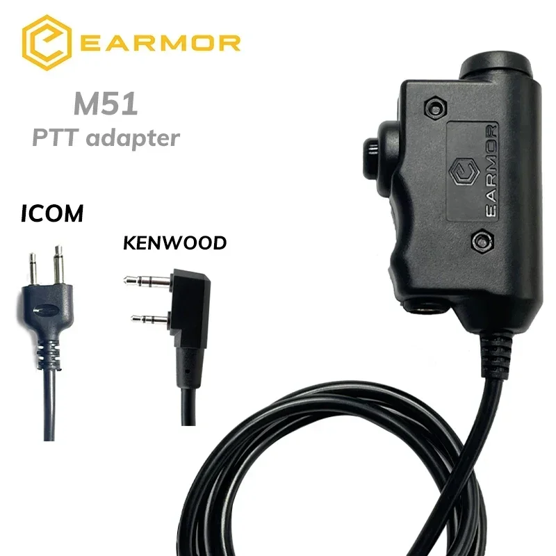 Original EARMOR M51 PTT Adapter Airsoft Tactical Headset Kenwood(for baofeng) Plug Tactical Headset Accessory
