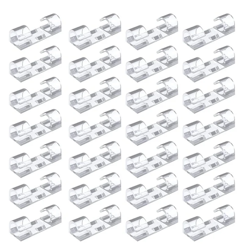 200PCS 케이블 클립 강력한 자체 접착 패드가있는 케이블 깔끔한 와이어 홀더 플라스틱 코드 관리 주최자 Transparent-B61B