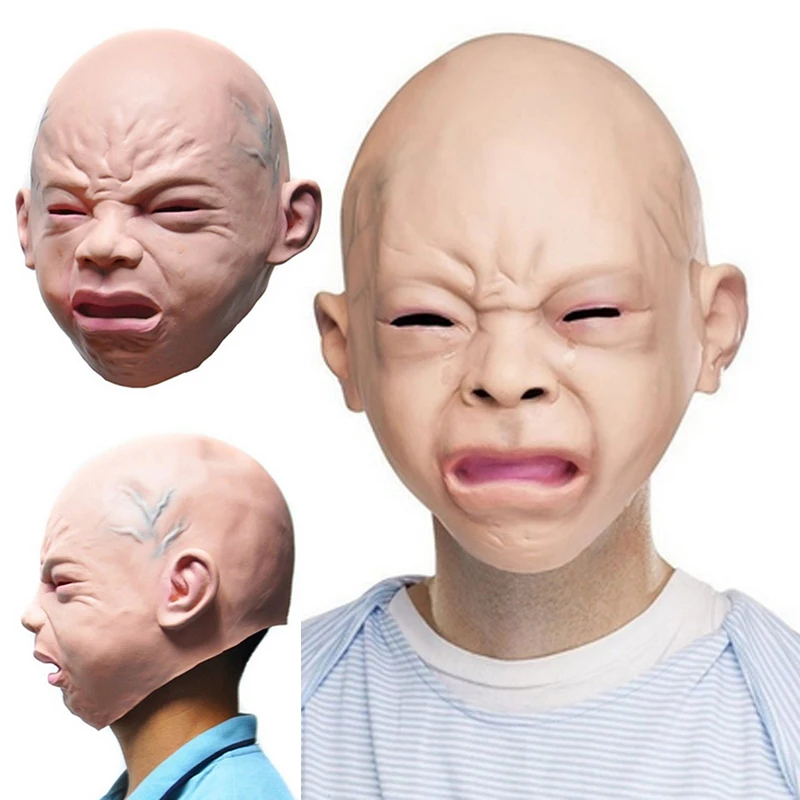 New Creepy Cry Baby Full Head Face Latex Rubber Masquerade Costume Mask