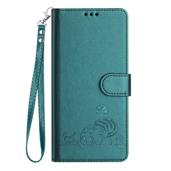 Luxury Leather Wallet Anti-Theft Flip Phone Cover Coque for Honor X7C (Peacock Green)