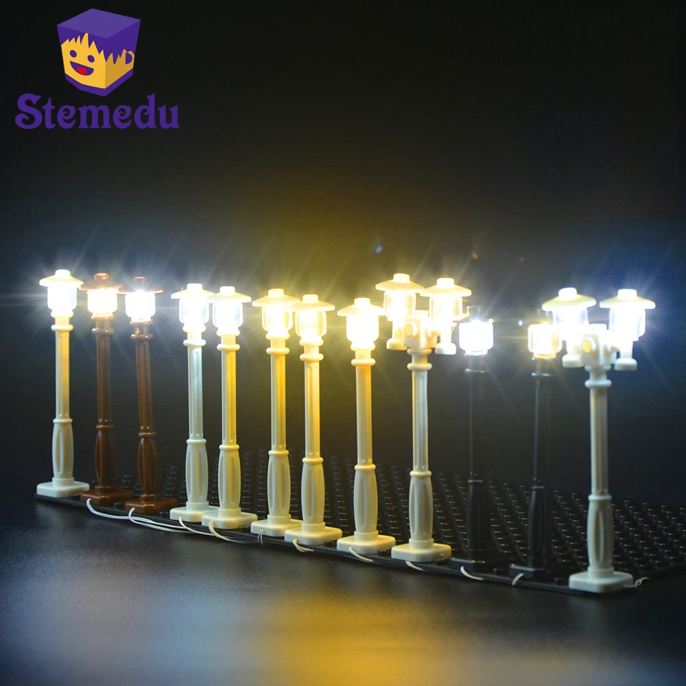 

5pcs Street Light City Building Blocks Bricks Street view decorative column lamp USB Port LED Light Kit Light for Tech block