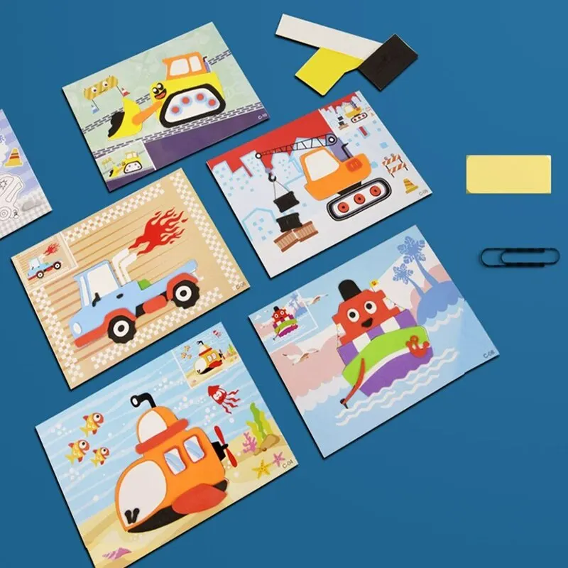10 Pcs 3D EVA Foam Sticker Creative Art Craft Kit for Kids Boys Girls DIY Cartoon Animal Transportation Painting for Education 2