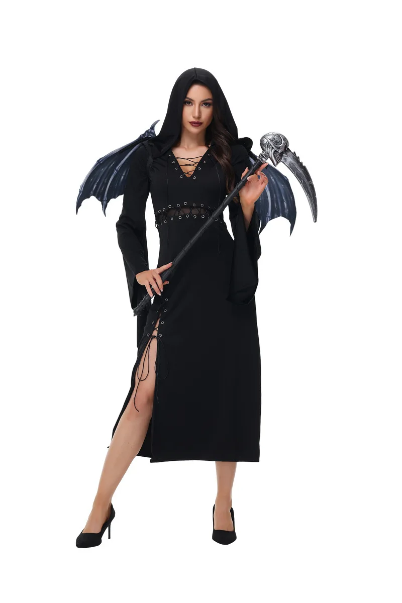 Robe Noire Gothique Femme – Sorcière, Vampire ou Démone – photo 6