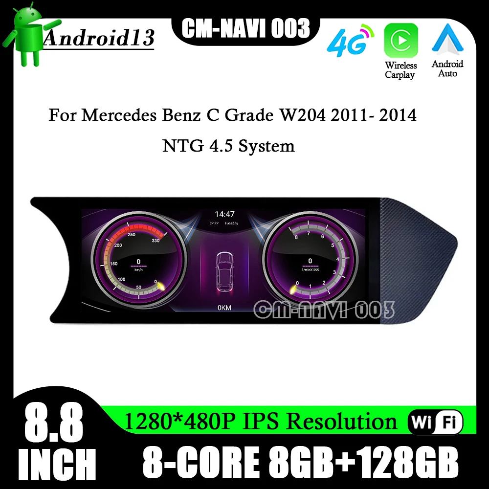 

8.8" Screen For Mercedes Benz C Grade W204 2011- 2014 NTG 4.5 System LHD Android 13 Car Radio Carplay Auto Stereo GPS Navigation