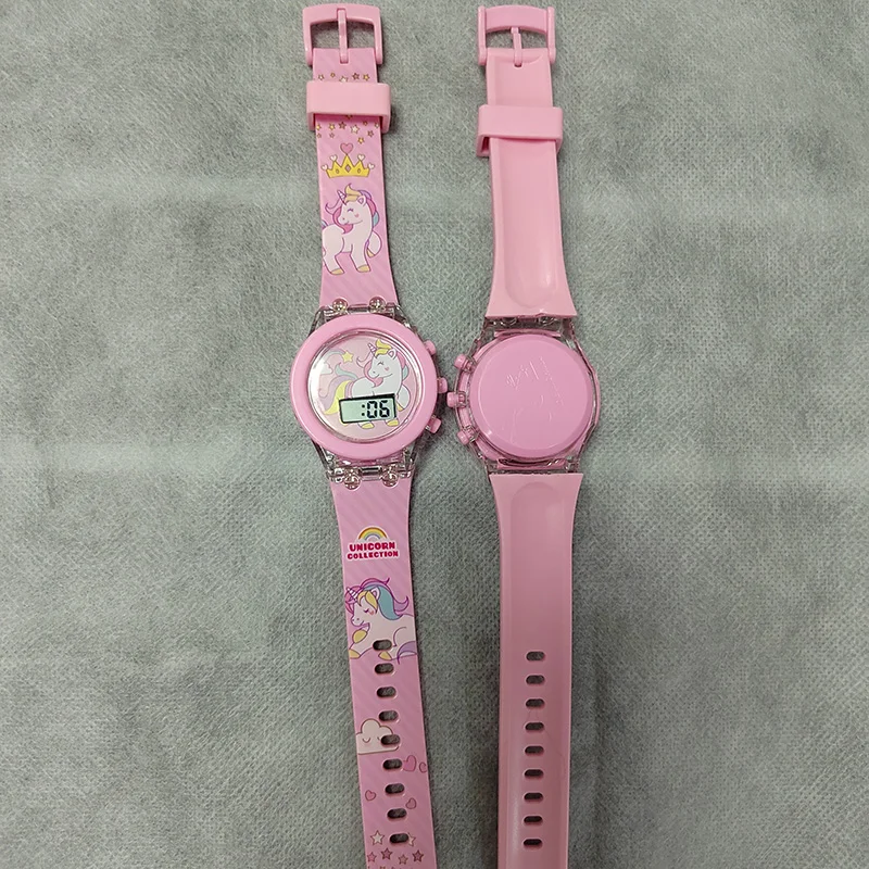 Girls Kids Children Cartoon Unicorn Collection Digital Electronic Flash Glow Up Light Colourful Birthday Party Gifts Watches 6