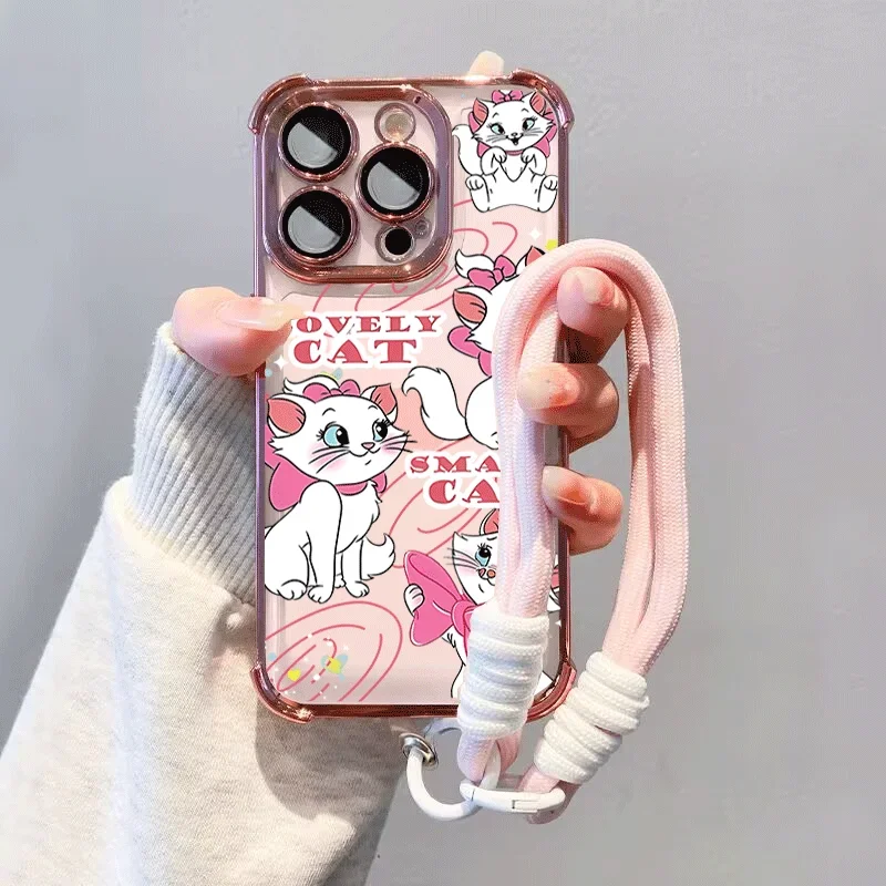 Cute Mary Cat Plating Clear Phone Case Cover