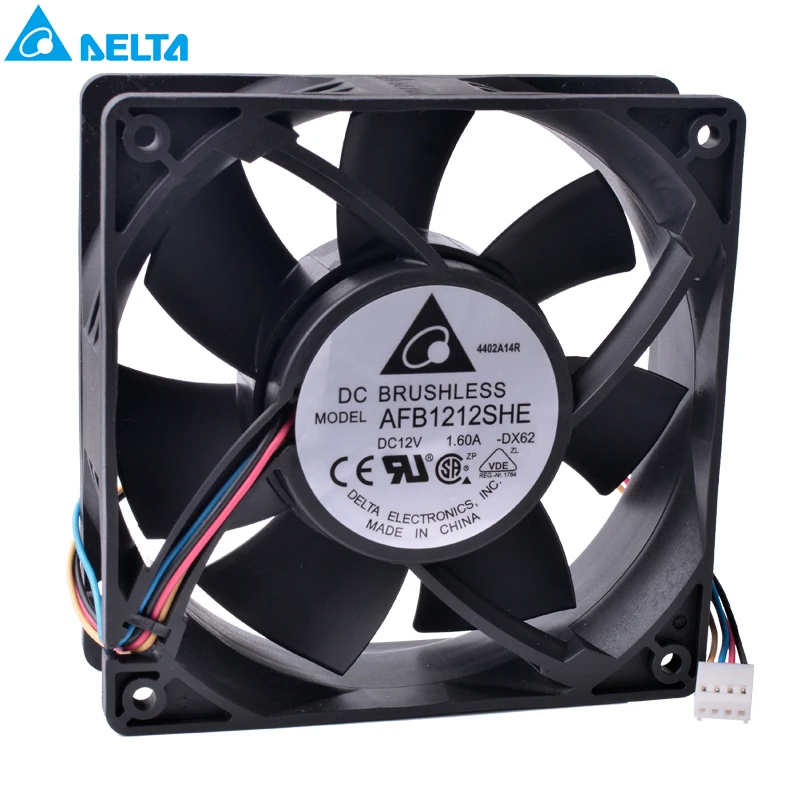 

AFB1212SHE 12CM 12038 120x120x38mm 12V 1.6A 4-wire 4Pin PWM double ball bearing high volume air cooling fan