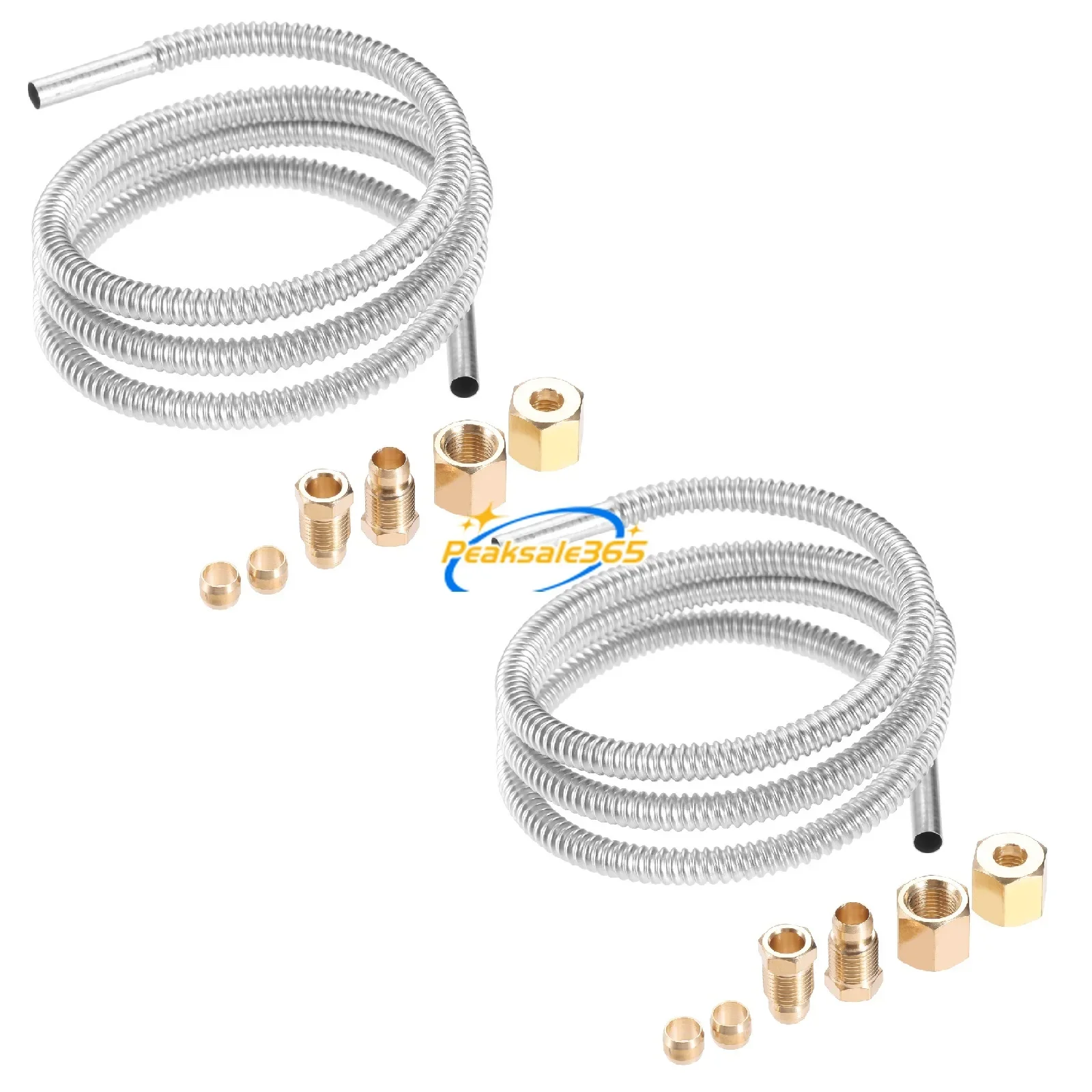 Pilot Tube Fittings Flexible Stainless Steel Line 2 kits 1/4" OD 36In fits Robertshaw Honeywell Natural Gas Propane Replace