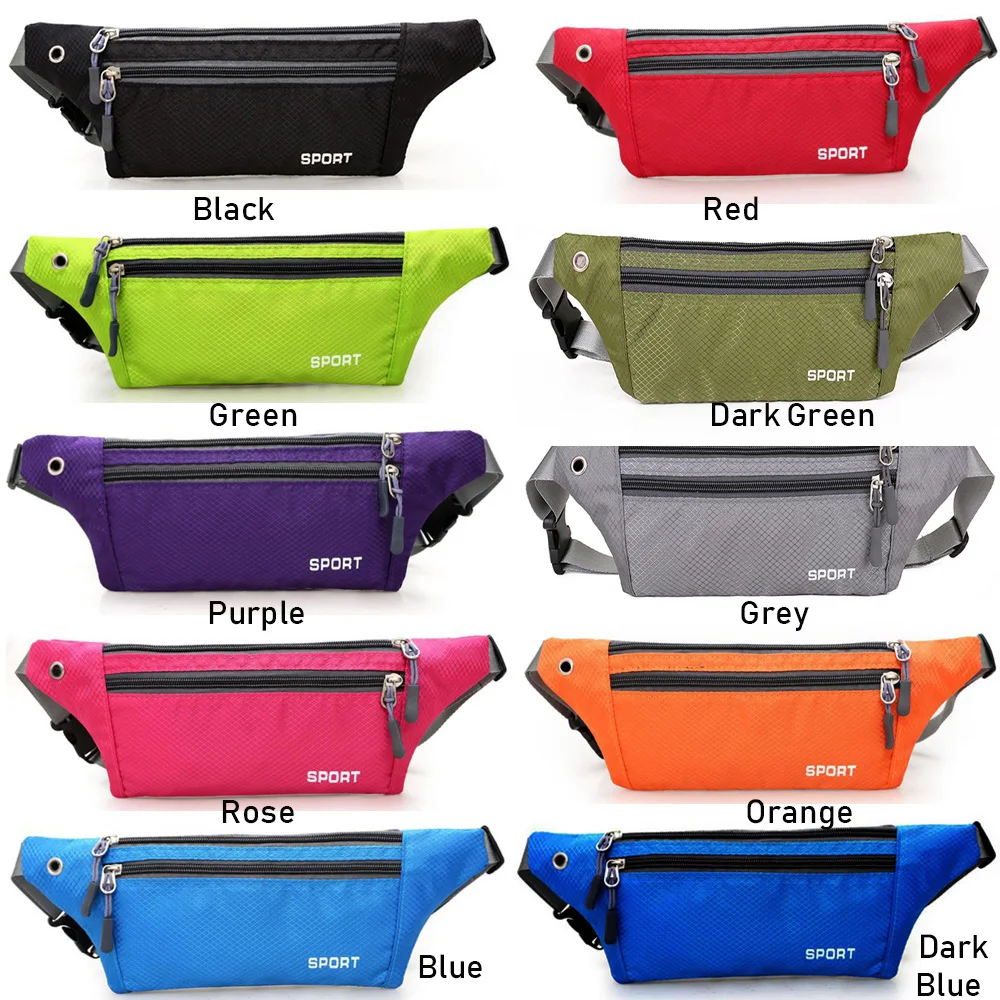 1Pc Professional Running Zip Bag Waterproof Sports Chest Shoulder Bags Belt Bum Pouch Unisex Waistbag Hiking Outdoor Accessories