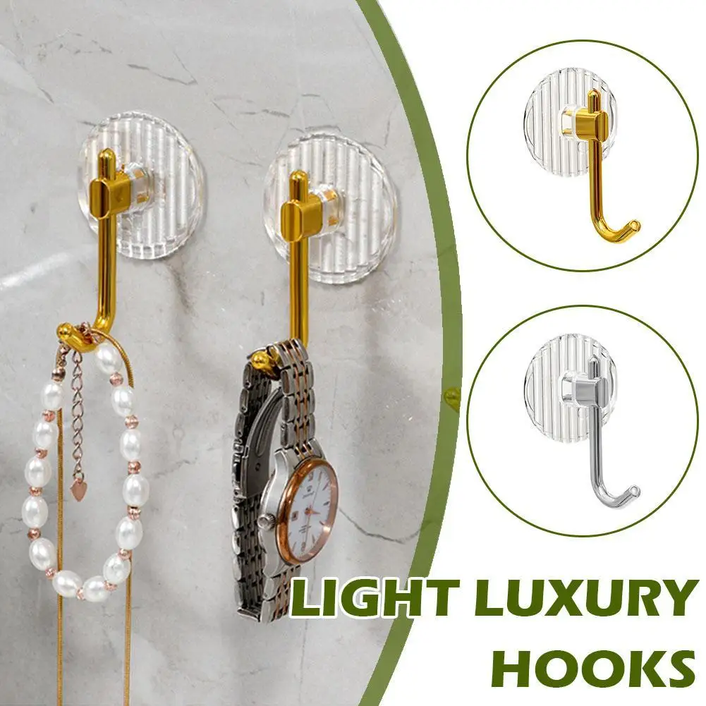 

Acrylic Luxury Wall Hook Home Decor Strong Adhesive No Rack Hanging Door Bathroom Hanger Holder Coat Bag Back Towel Pun R5i7