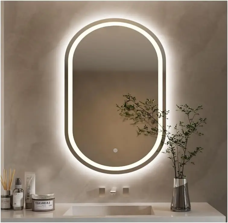 Espejo para Baño con luz LED, Espejo de Baño de 80 * 40cm,Botones táctiles Inteligentes, Espejo de
