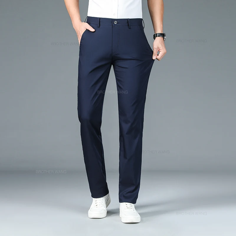Men's Ultra-Thin Bamboo Fabric Elastic Casual Trousers - Soft & Straight in Classic Shades