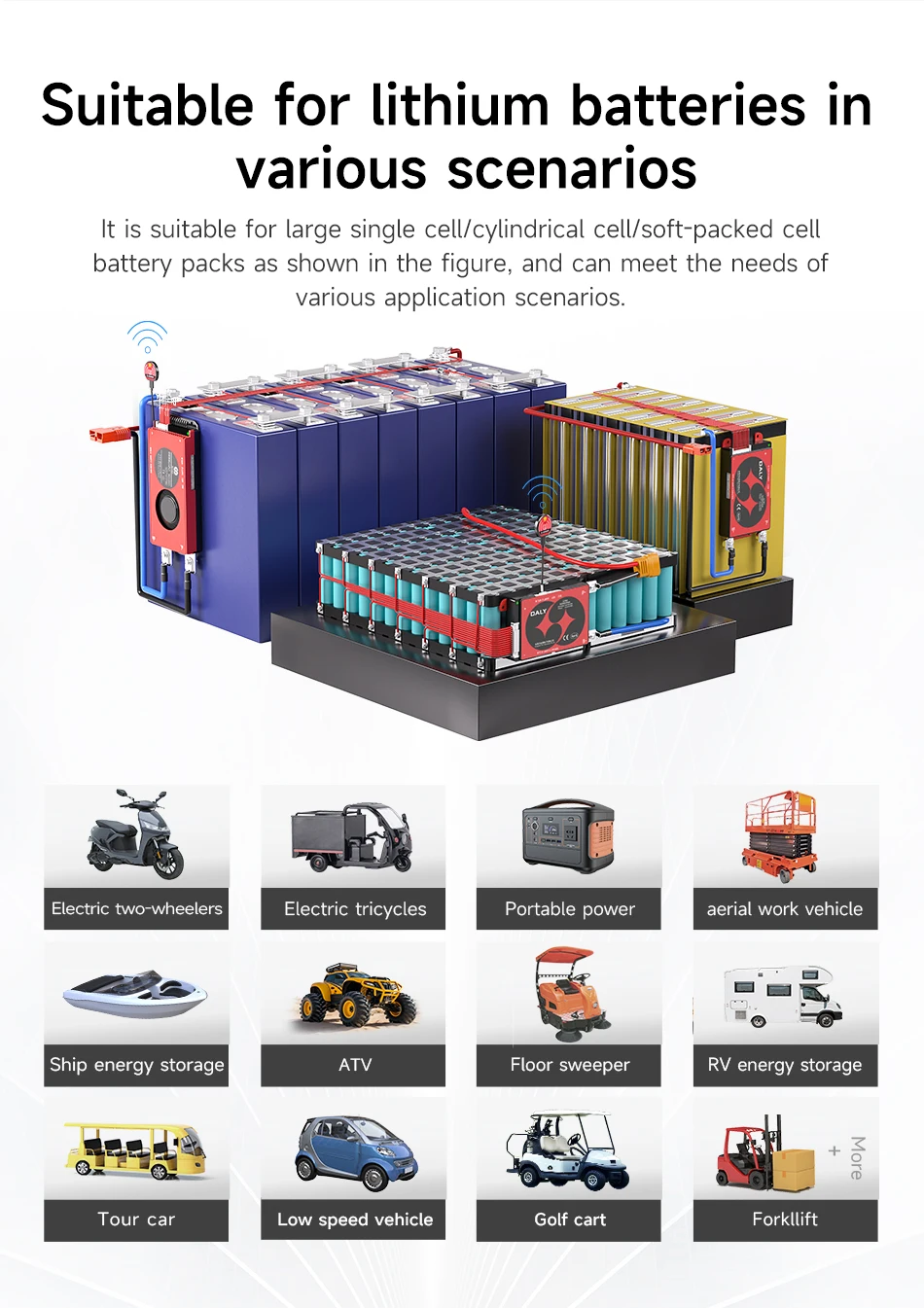 Daly BMS Smart BMS LiFePo4 4S 12V BMS 8S 24S 72V 48V 16S 40A 60A 100A 150A 200A 250A 300A 3,7V Li-Ion BMS 7S 13S 14S 3,2V BMS – Detail 5