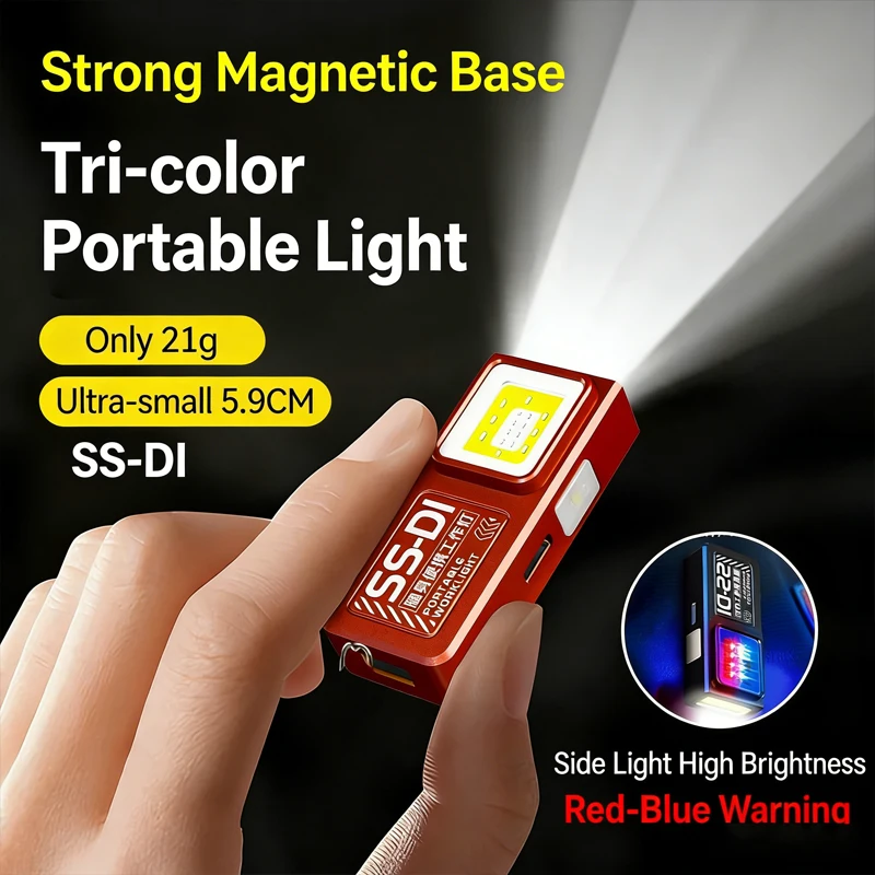 Mini lampe de poche LED COB, Rechargeable par USB C, puissante lampe de travail avec Clip magnétique, étanche, EDC, lampe de poche pour Camping et marche