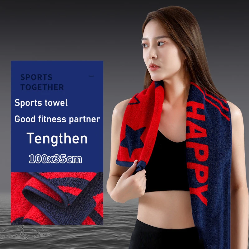 

35x100cm 100% Cotton Towel Sports Plus Long Towel Super Absorbent Soft Exercise Fitness Running Yoga Towel Scrub Bath Big Towel