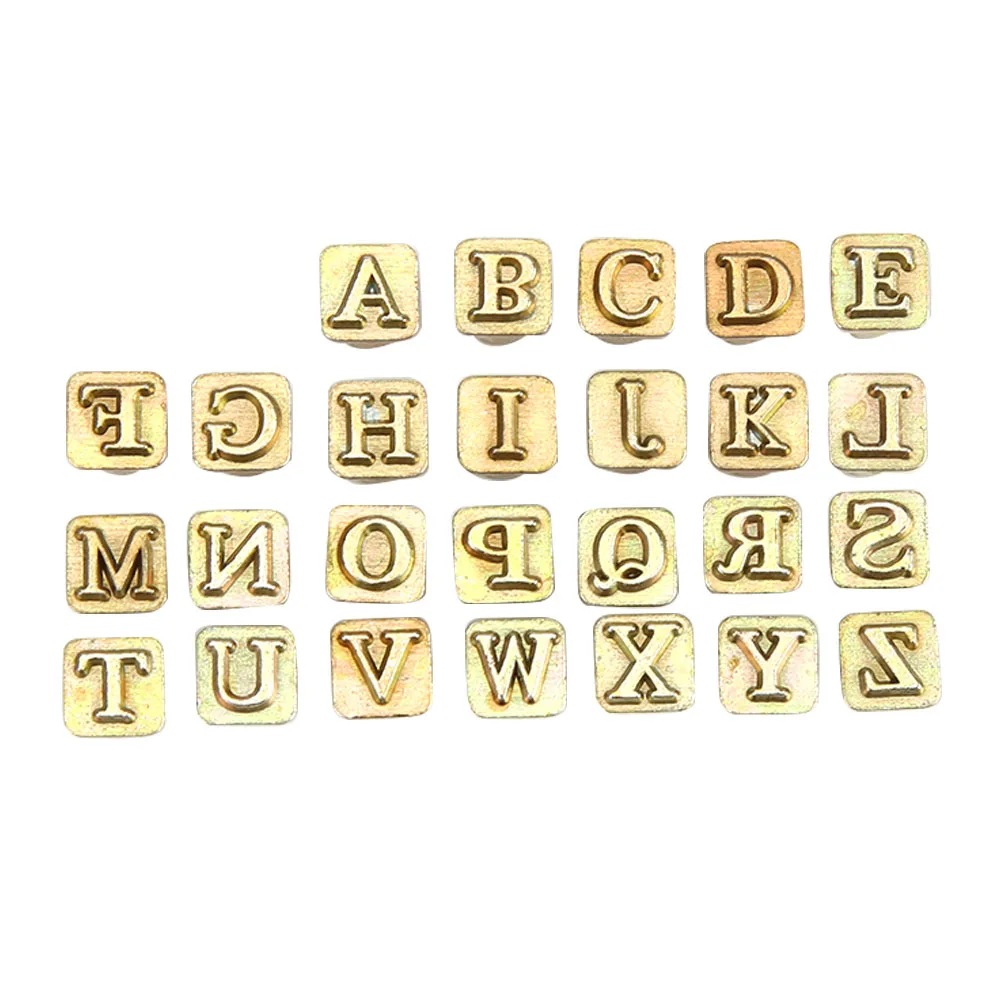 26pcs Wood Leather Punching Stamp Set Carbon Steel Metal Alphabet Stamps