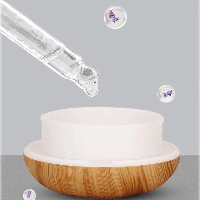 350ML Aromatherapy Essential Oil Diffuser Wood Grain Remote Control Ultrasonic Air Humidifier Cool with 7 Color LED Light 4