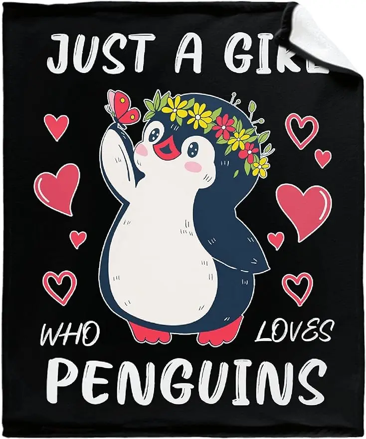 

Cartoon Penguin Blanket Soft Blankets and Throws Flannel Cozy Lightweight Quilt