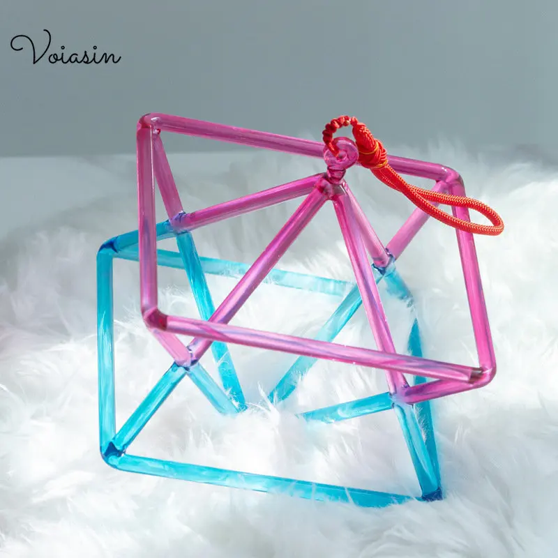 

5~10inch Pink+ Blue Mokaba Quartz Crystal Singing Pyramid Triangle Healing Musical Instrument Sound Healing Meditation Set